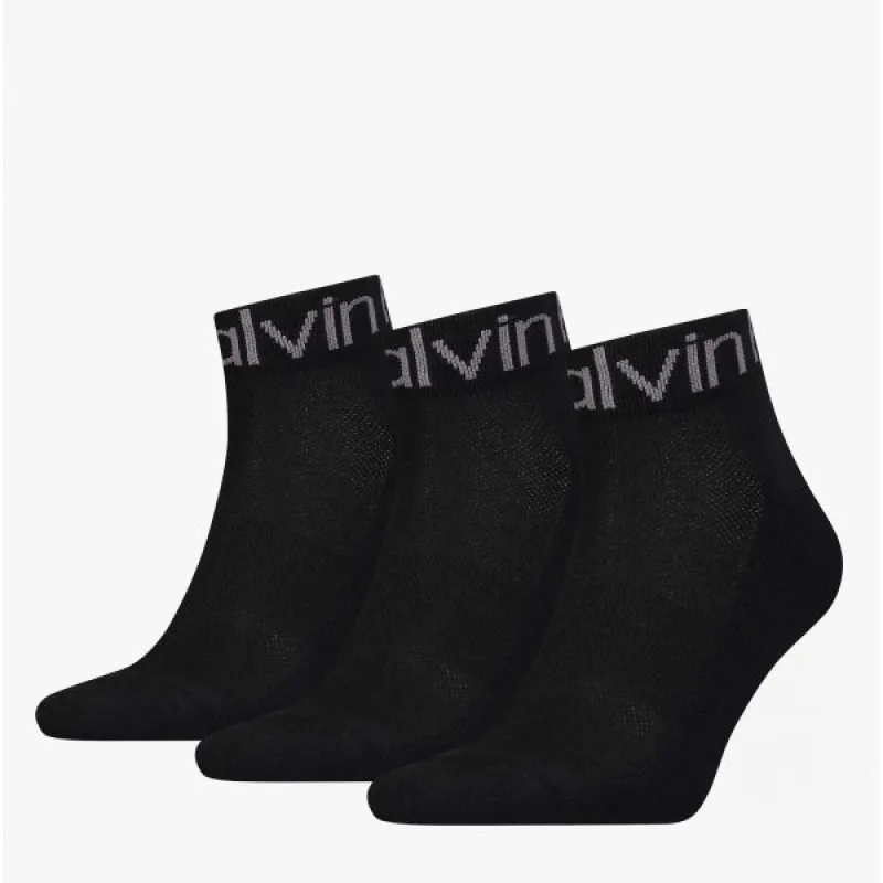 3 Pack Logo Mens Ankle Socks Black sold by Shuperb