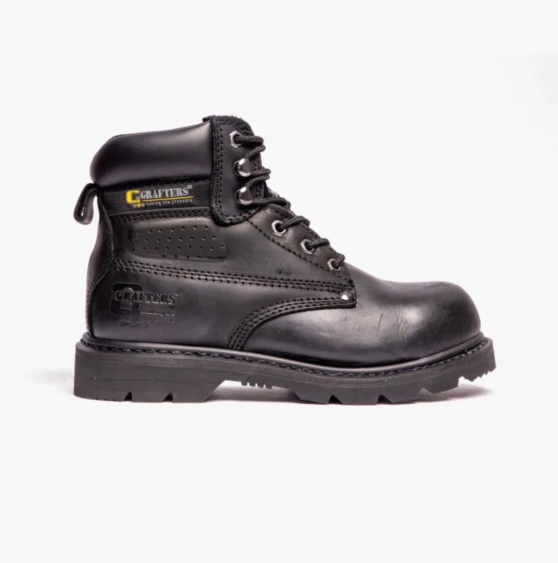 Grafters GLADIATOR Unisex Leather Safety Boots Black sold by Shuperb