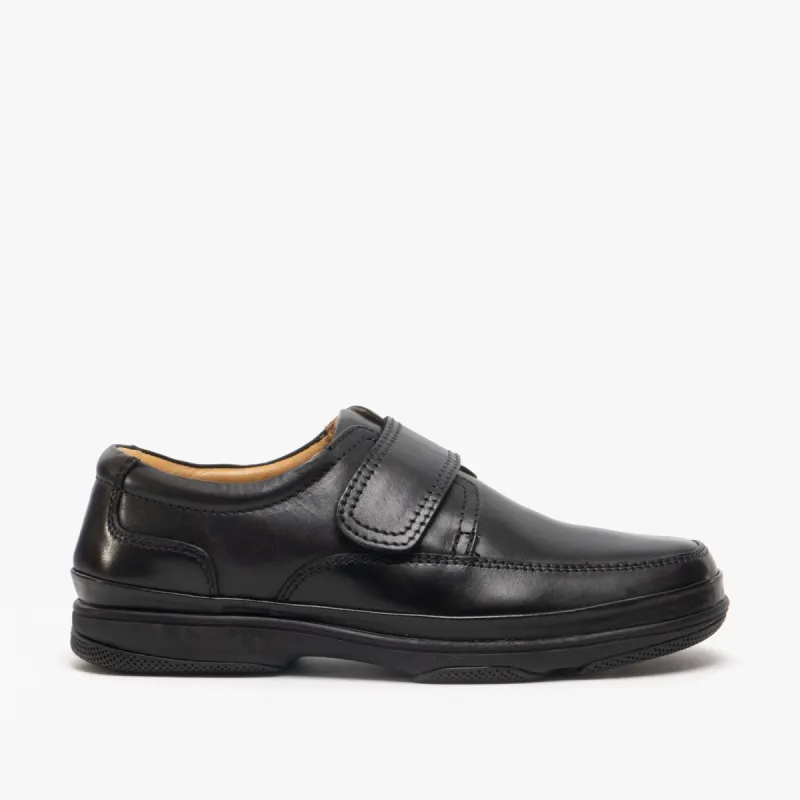 Roamers WALLACE Mens Burnished Leather Wide Fit Casual Shoes Black made by Shuperb