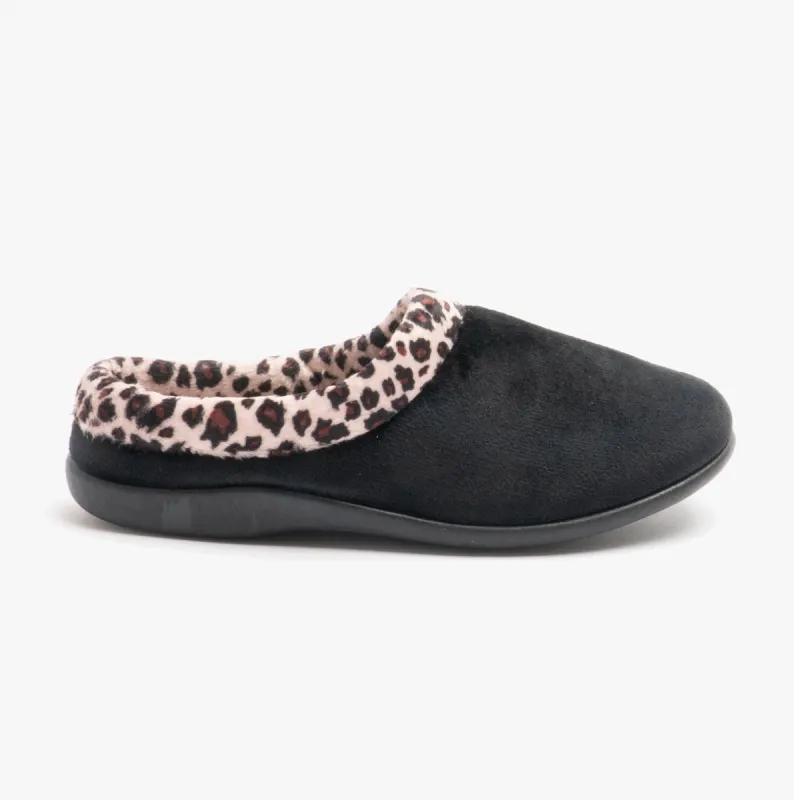 HOS Comfort CHERYL Womens Mule Slippers Leopard made by Shuperb
