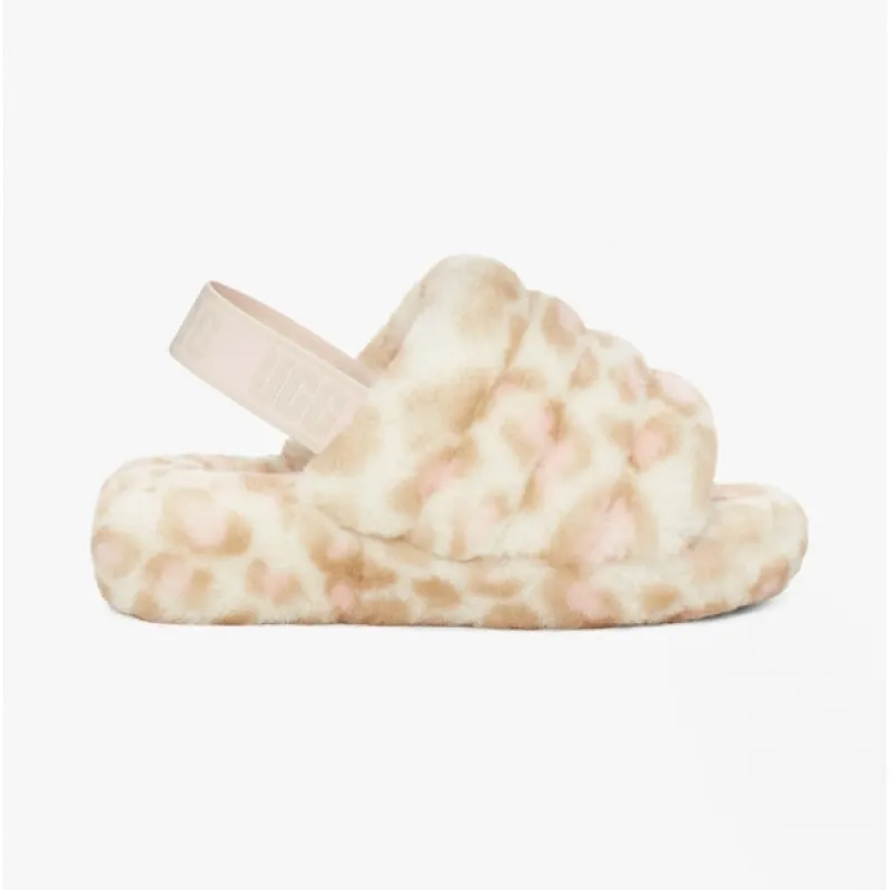 FLUFF YEAH SLIDE PANTHER Ladies Sheepskin Slide Slippers White made by UGG