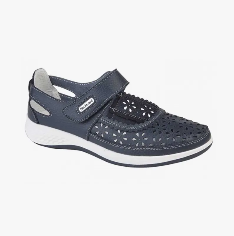 Boulevard DORRIT Womens Action Leather Wide Fit Shoes Navy sold by Shuperb