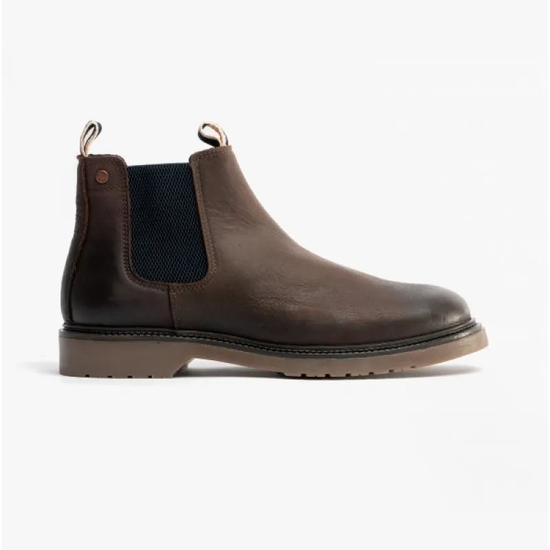 LEYTON Mens Leather Chelsea Boots Brown Stone sold by Shuperb