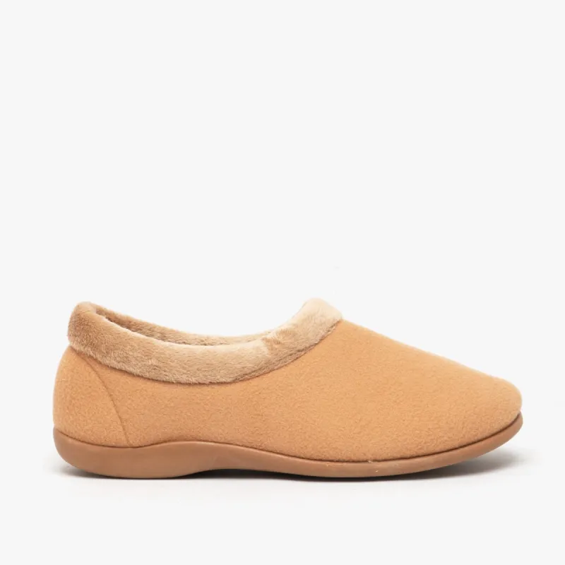 HOS Comfort TINA Womens Full Felt Slippers Tan sold by Shuperb