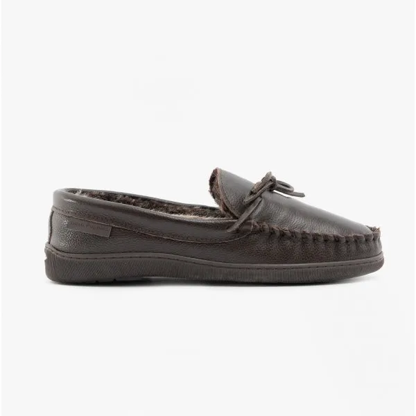Hush Puppies ACE Mens Leather Mocassin Slippers Brown sold by Shuperb