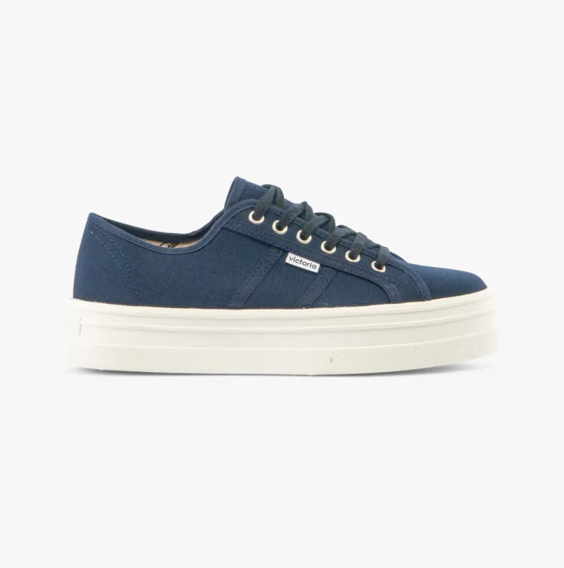Victoria BARCELONA Womens Platform Canvas Trainers Blue sold by Shuperb