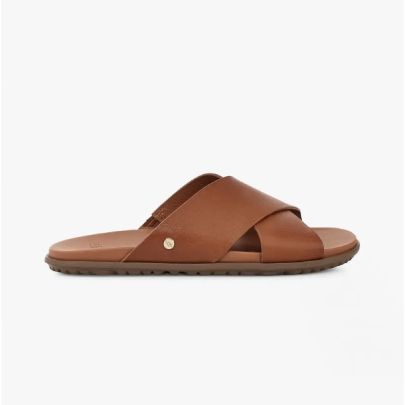 SOLIVAN CROSSBAND Ladies Leather Sandals Tan made by UGG