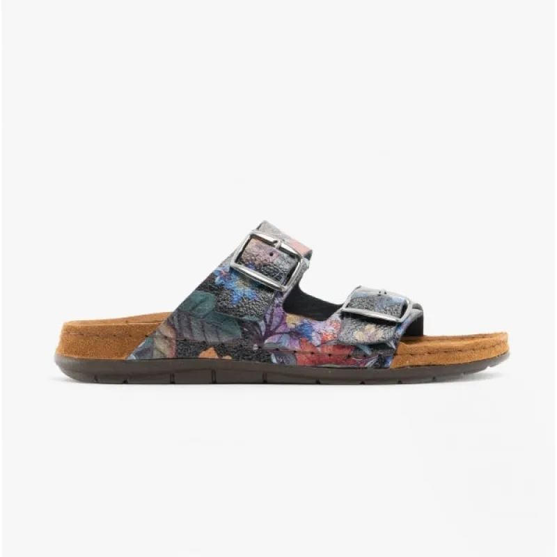 5864 Ladies Leather Mule Sandals Multi made by Shuperb