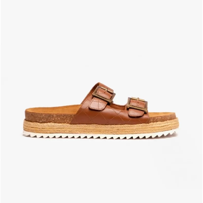 PAMELA Ladies Quilted Sandals Cognac sold by Shuperb