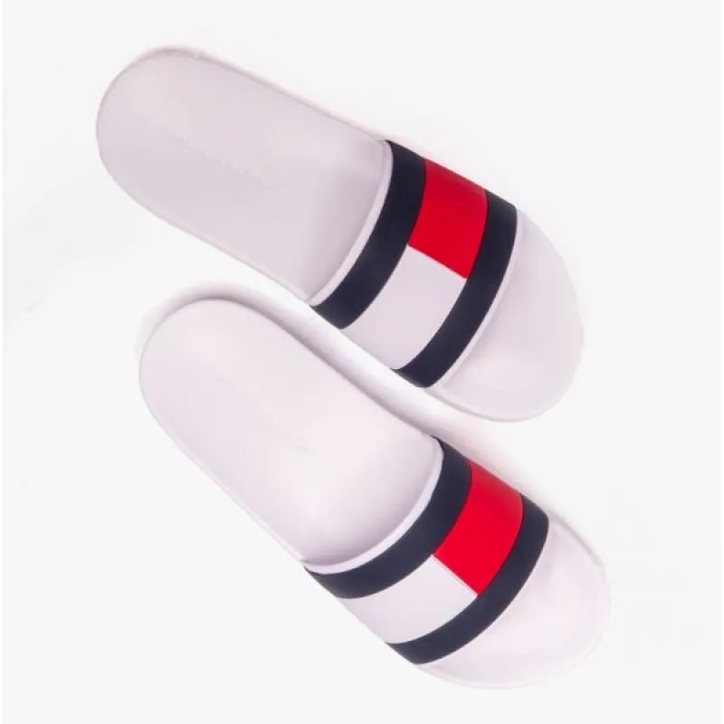 FLAG Mens Poolside Logo Sliders Desert White made by Tommy Hilfiger