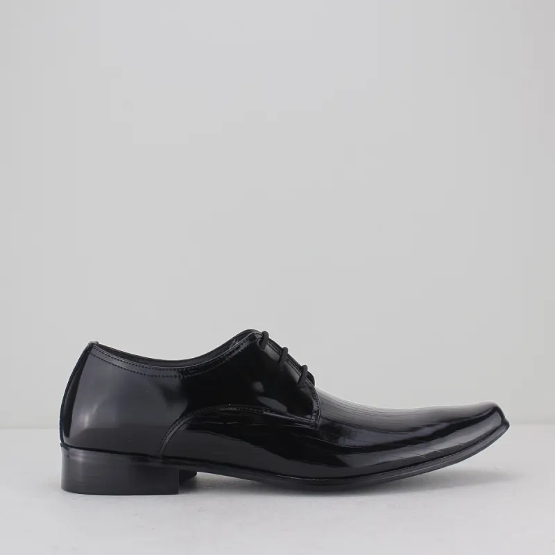 Mister Carlo OSWALD Mens Faux Patent Leather Derby Shoes Black sold by Shuperb