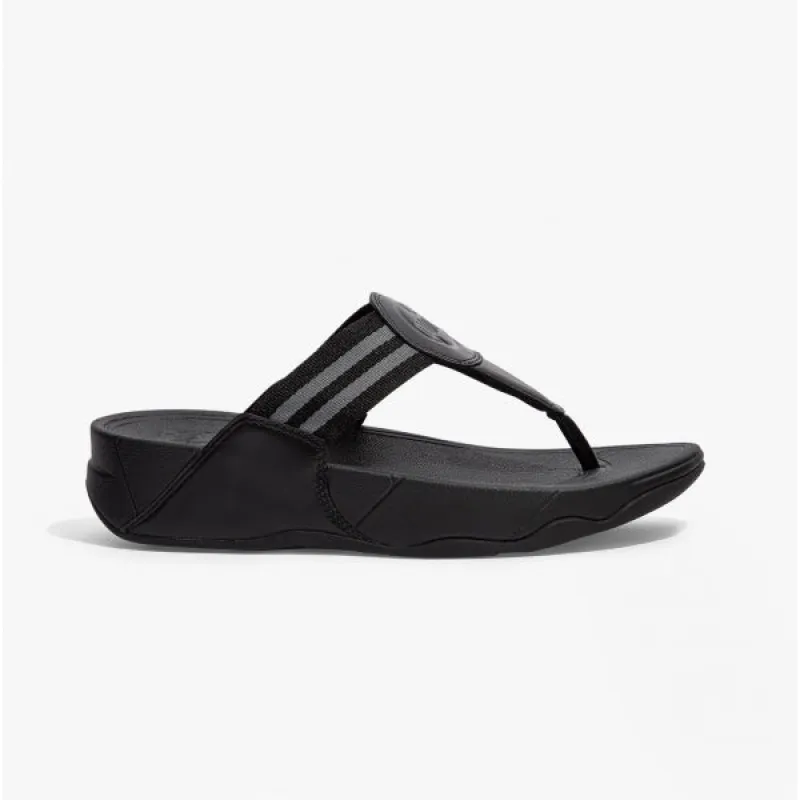 WALKSTAR Ladies Wide Fit Toe Post Sandals All Black sold by Shuperb