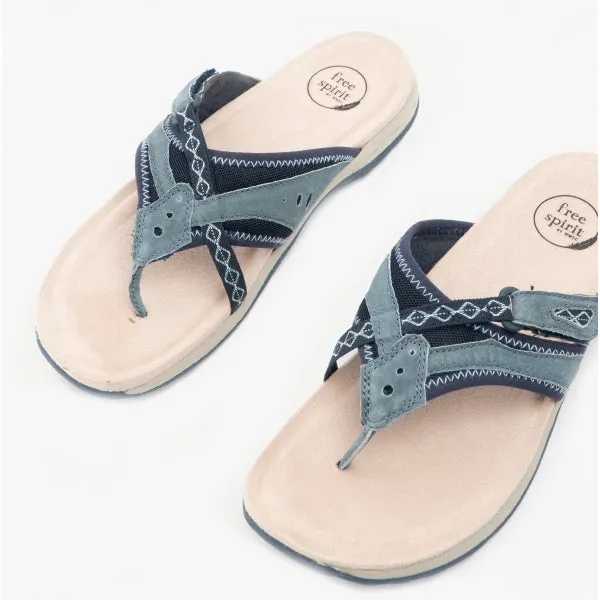 Free Spirit JULIET Womens Toe Post Sandals Navy sold by Shuperb product image thumbnail 3