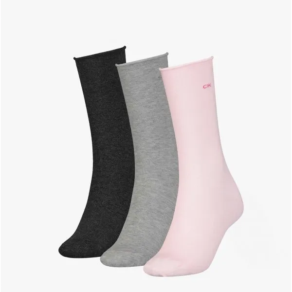 Calvin Klein 3 Pack Womens Crew Socks Pink Combo sold by Shuperb