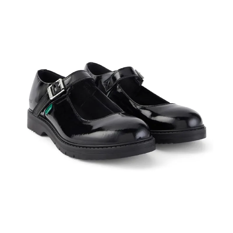 Kickers 116233 FINLEY MJ Girls School Shoes Patent Black sold by Shuperb