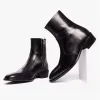 Club Cubano ARNO Mens Leather Cuban Heel Boots Black sold by Shuperb
