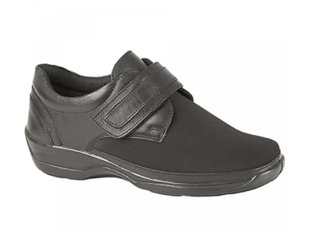 Mod Comfys ABBEY Womens Leather Velcro Wide EEE Fit Shoes Black sold by Shuperb