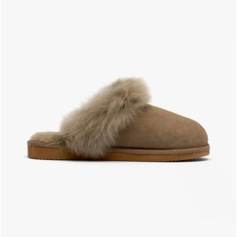 Shepherd EVELINA Womens Sheepskin Mules Stone sold by Shuperb