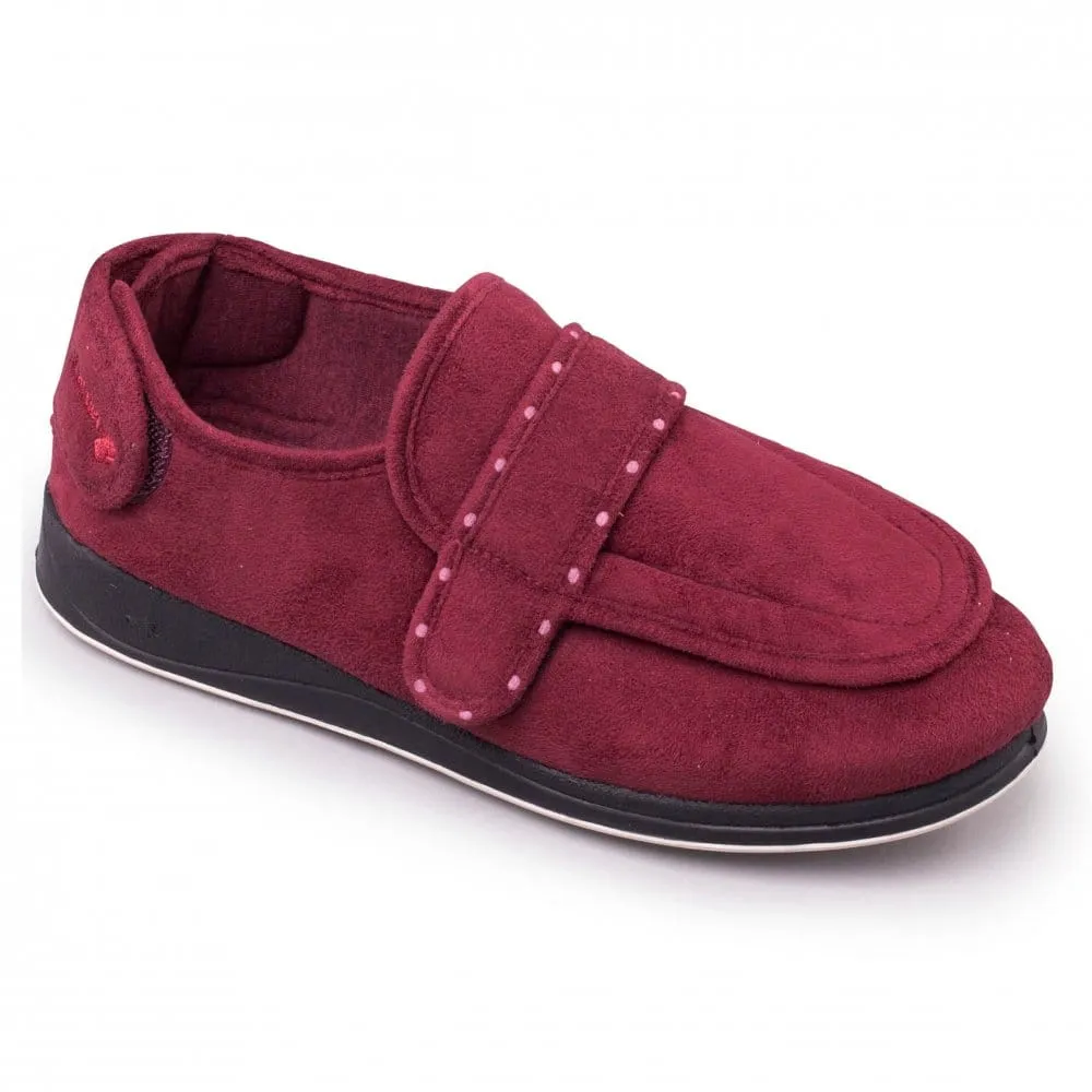 Padders ENFOLD Womens (2E Fit) Touch Fasten Full Slippers Burgundy sold by Shuperb