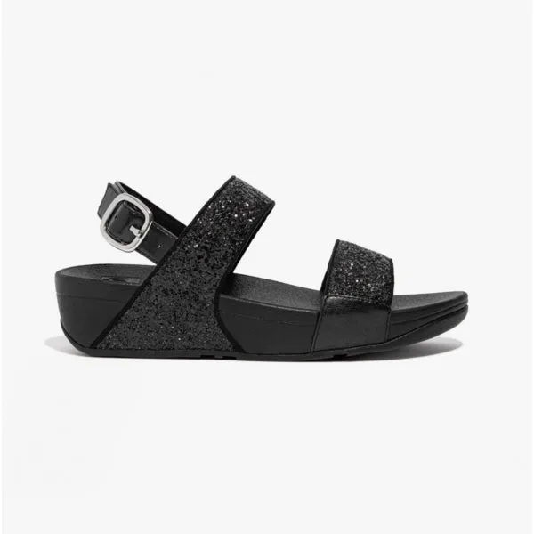 FitFlop LULU GLITTER Womens Back-Strap Sandals Black Glitter sold by Shuperb