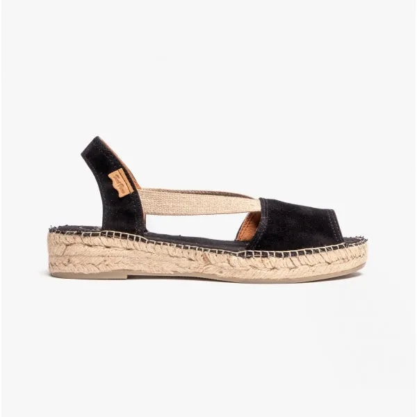 Toni Pons ELLA Womens Suede Open-Toe Espadrilles Black sold by Shuperb