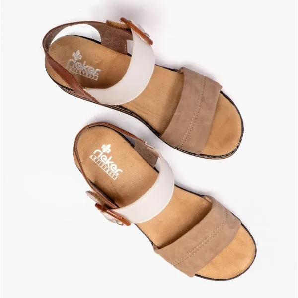 62964-90 Ladies Wedge Sandals Beige Multi sold by Shuperb product image thumbnail 4