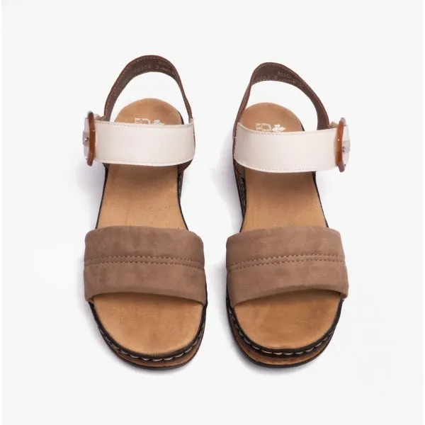 62964-90 Ladies Wedge Sandals Beige Multi sold by Shuperb product image thumbnail 5