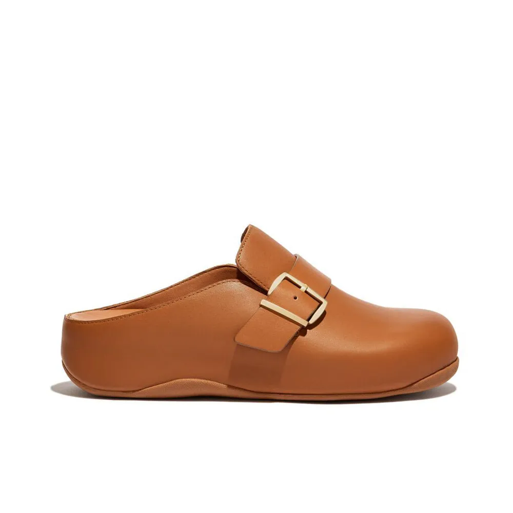 SHUV BUCKLE-STRAP Ladies Leather Clogs Light Tan sold by Shuperb