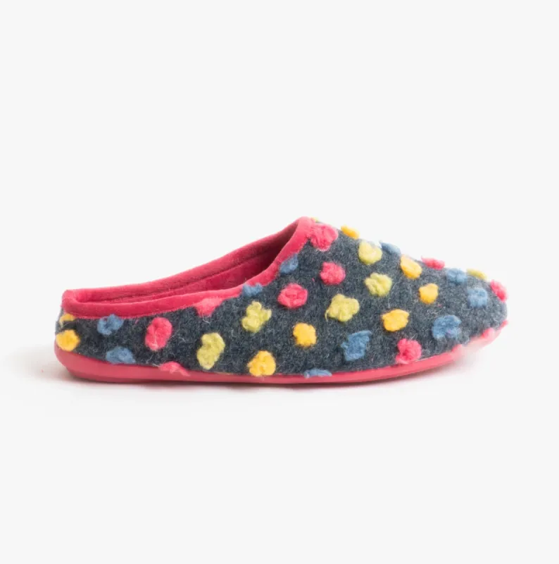 STACY Ladies Felt Mule Slippers Multi sold by Shuperb