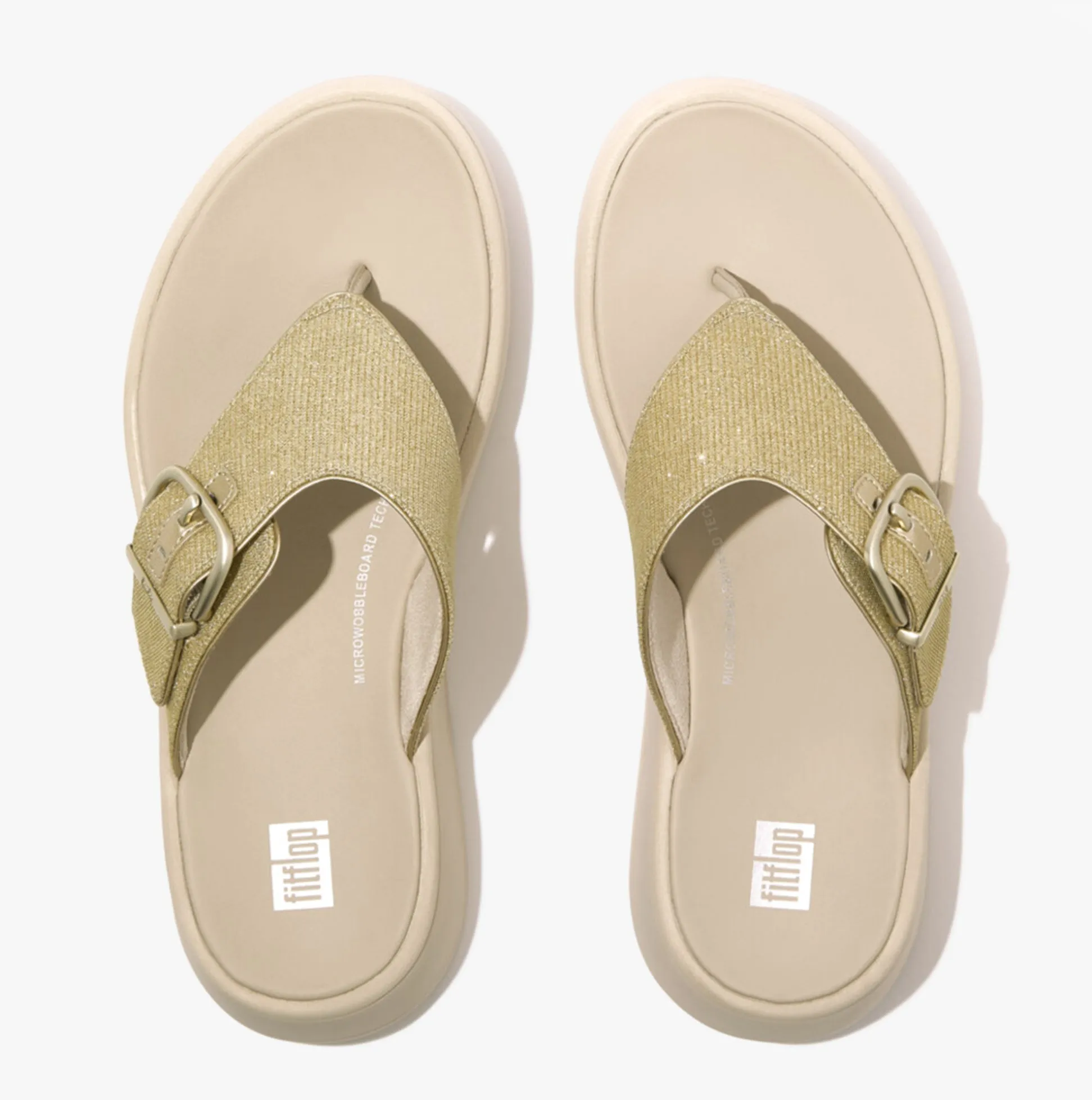 FitFlop F-MODE BUCKLE SHIMMERLUX FLATFORM Womens Toe Post Platino sold by Shuperb product image thumbnail 4