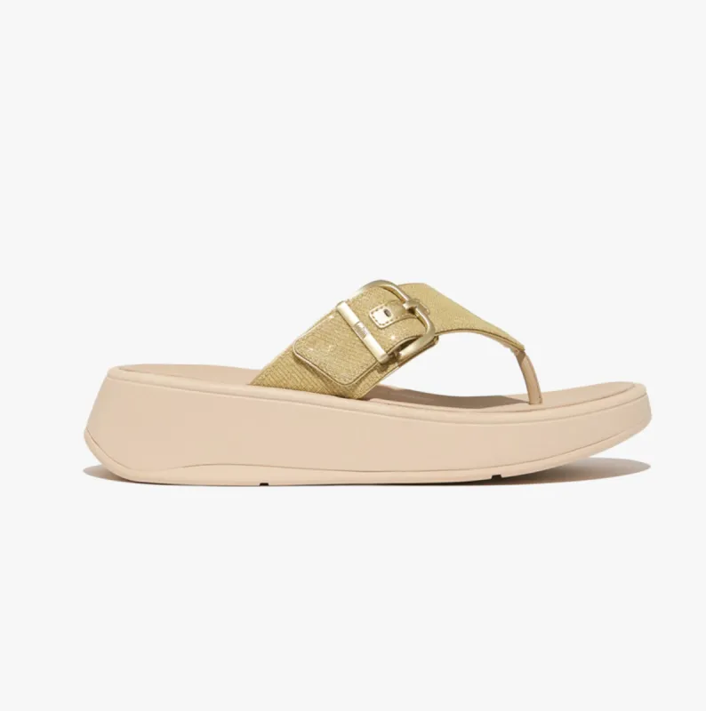 FitFlop F-MODE BUCKLE SHIMMERLUX FLATFORM Womens Toe Post Platino sold by Shuperb