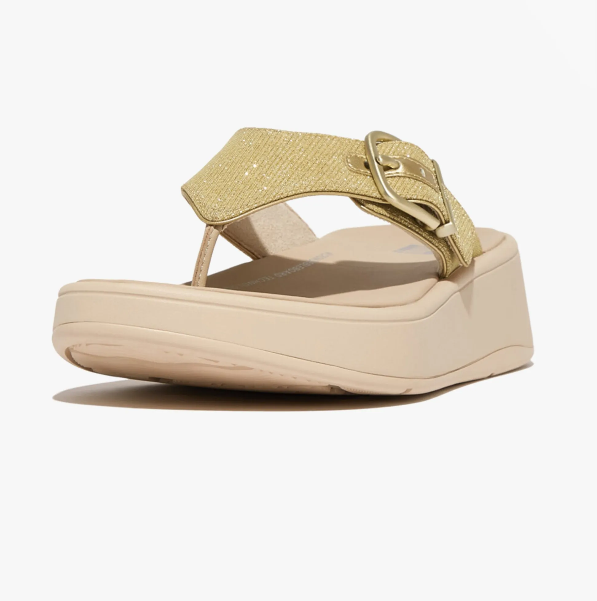 FitFlop F-MODE BUCKLE SHIMMERLUX FLATFORM Womens Toe Post Platino sold by Shuperb product image thumbnail 3