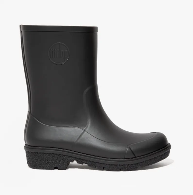 FitFlop WONDERWELLY SHORT Womens Rubber Wellington Boots All Black sold by Shuperb