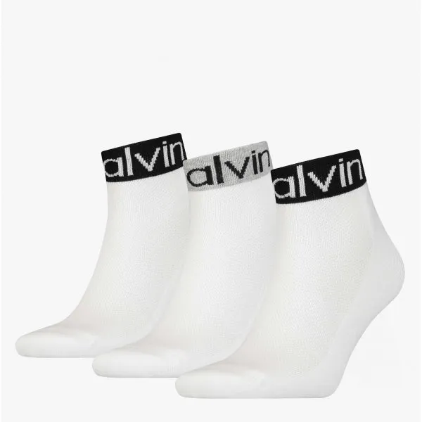 Calvin Klein 3 Pack Logo Mens Ankle Socks White sold by Shuperb