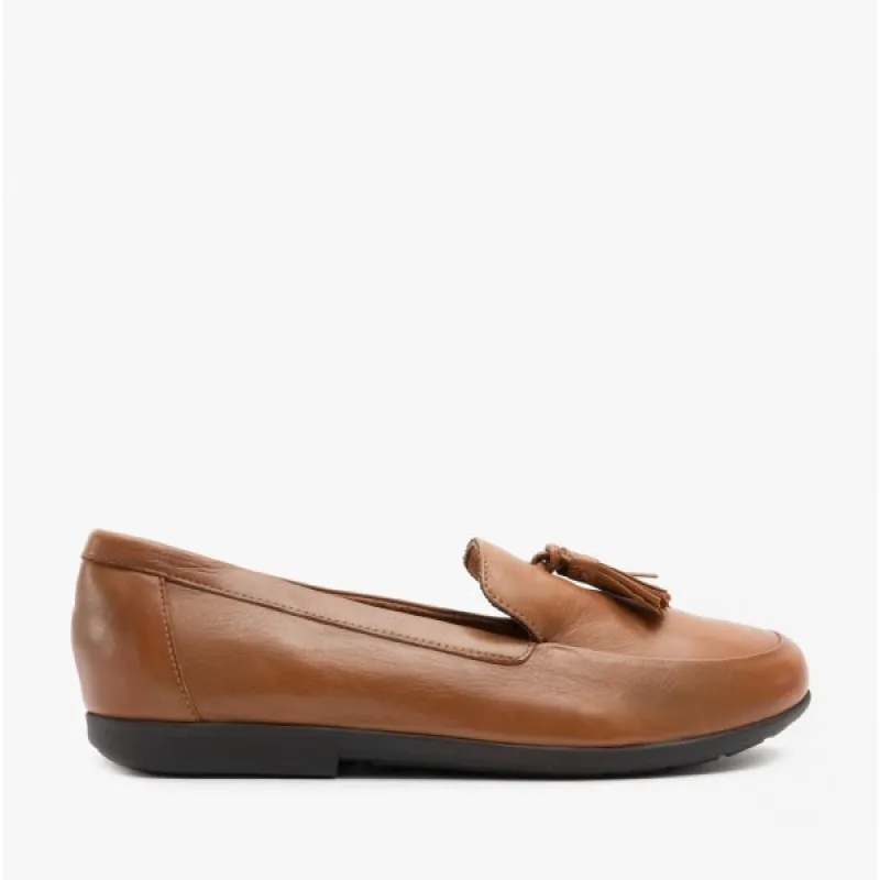 VERONA Ladies Leather Loafers Tan made by Shuperb
