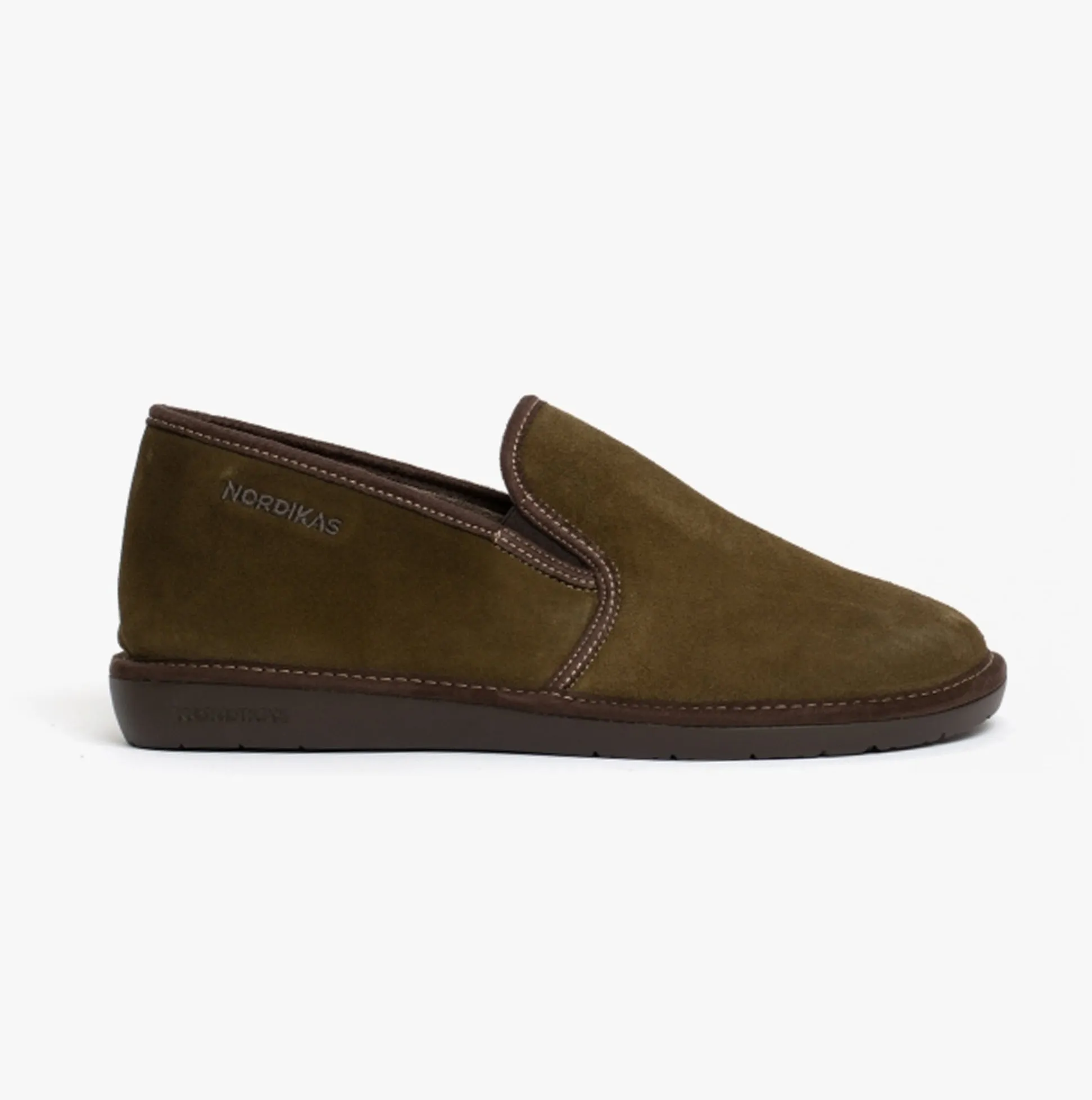 663 (AFELPADO) Mens Suede Full Slippers Khaki sold by Shuperb
