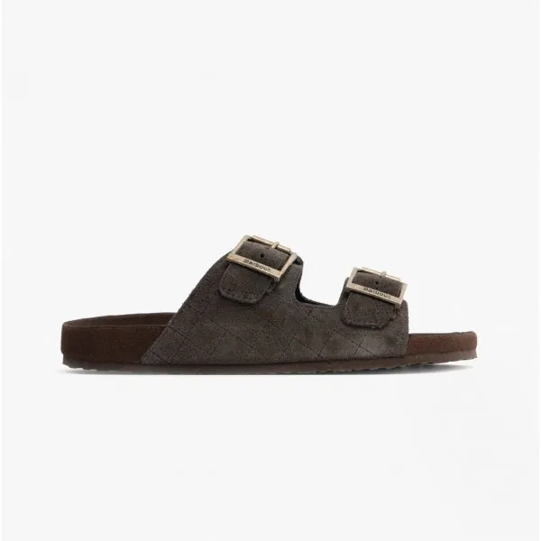 Barbour EDDIE Mens Suede Mule Slippers Brown sold by Shuperb