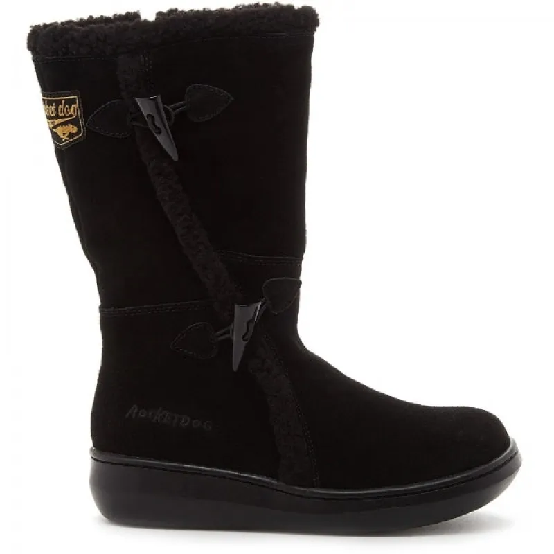 Rocket Dog SLOPE SUEDE Womens Suede Winter Boots Black made by Rocket Dog