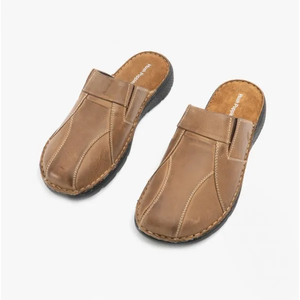 Hush Puppies CARSON Mens Leather Mule Slippers Olive sold by Shuperb product image thumbnail 2