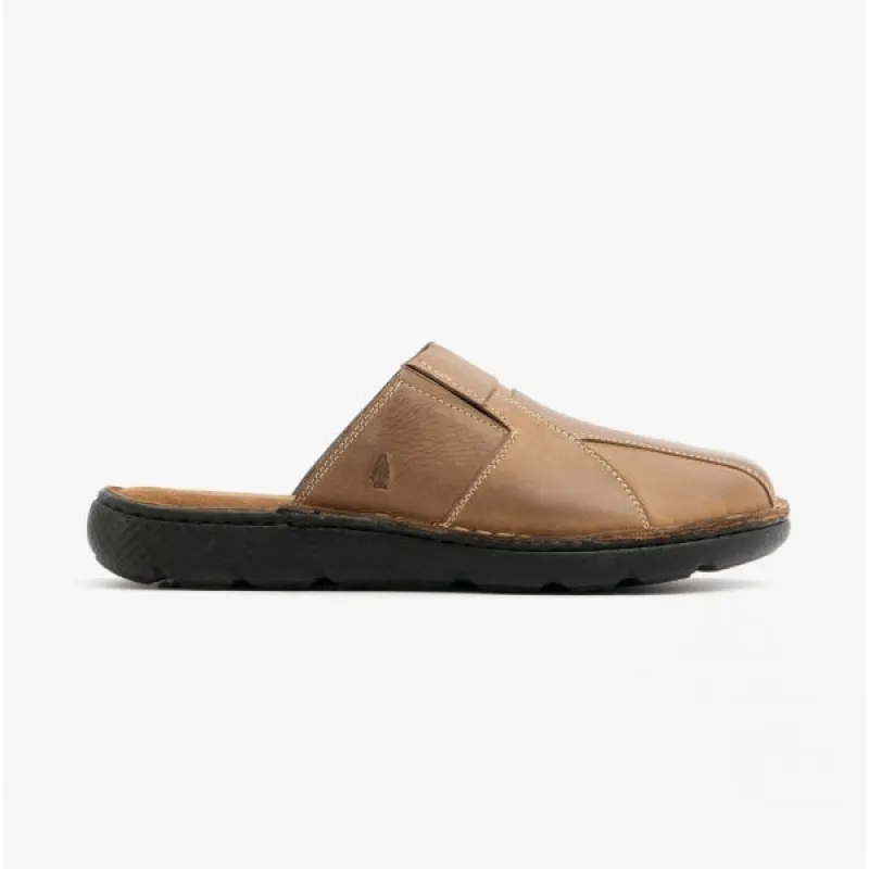Hush Puppies CARSON Mens Leather Mule Slippers Olive made by Hush Puppies