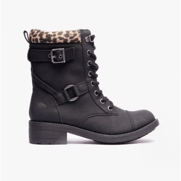 THUNDER SANTEE/TAMPA Ladies Biker Boots Black/Natural sold by Shuperb