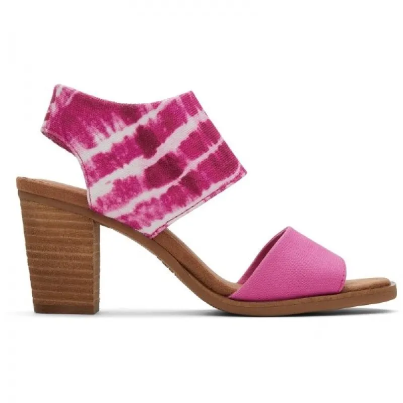 MAJORCA CUTOUT Ladies Heeled Canvas Sandals Pink sold by Shuperb