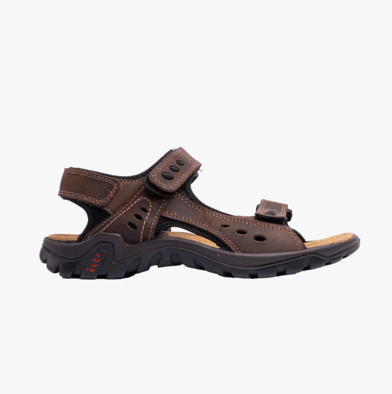 IMAC LUCAS Mens Leather Padded Sports Sandals Brown made by Shuperb