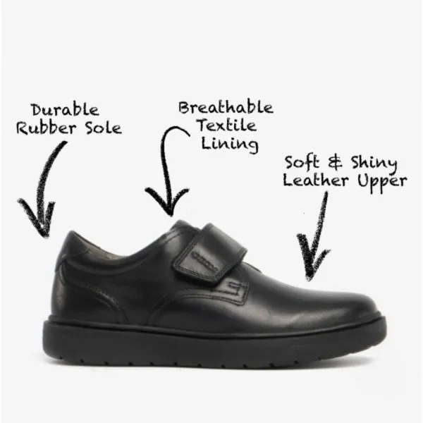 GEOX RIDDOCK Boys Single Strap School Shoes Black sold by Shuperb