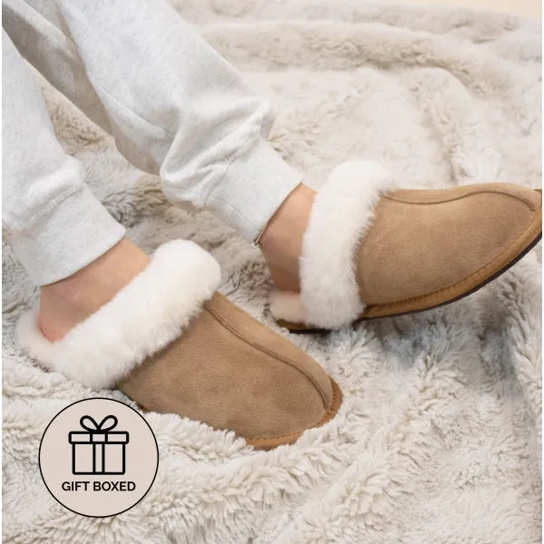 HOS Sheepskin AYLA Womens Real Sheepskin Mule Slippers Chestnut sold by Shuperb product image thumbnail 2