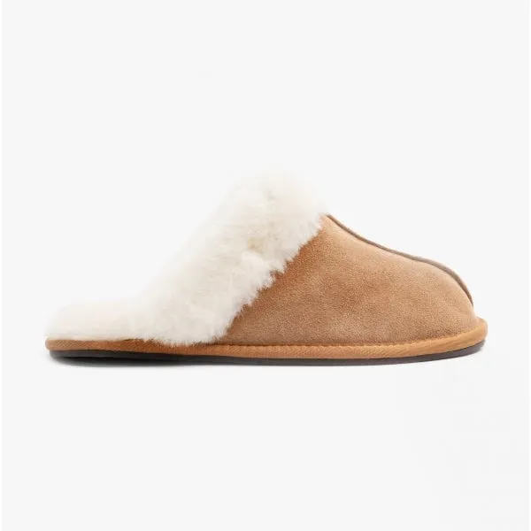 HOS Sheepskin AYLA Womens Real Sheepskin Mule Slippers Chestnut sold by Shuperb
