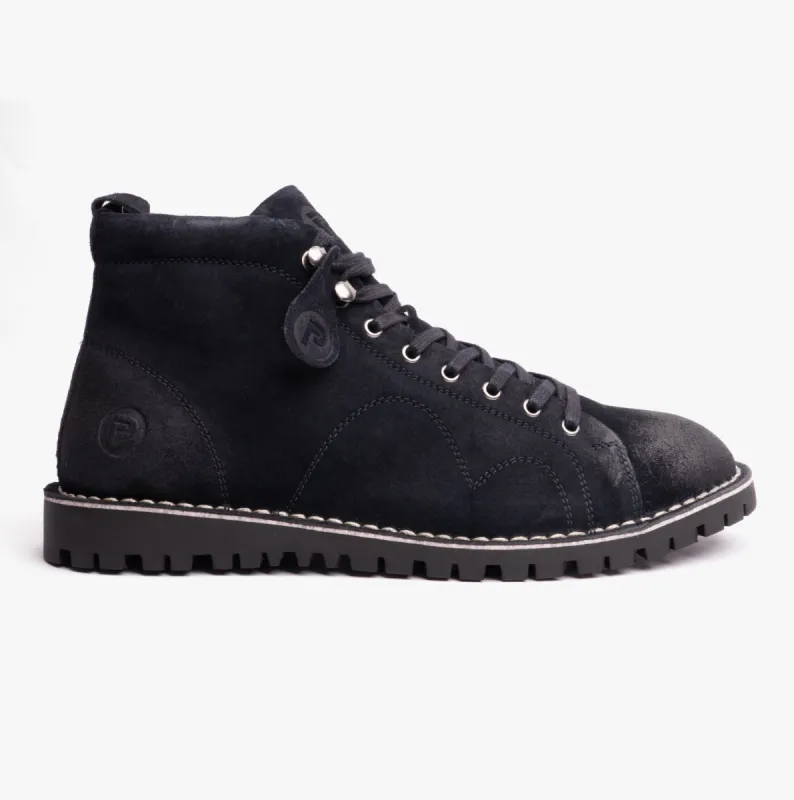 Popps 1961 MOD Mens Suede Boots Navy sold by Shuperb