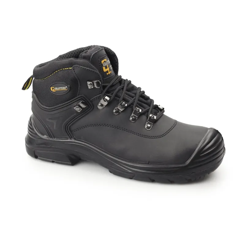 Grafters M9508A Mens Leather Super Wide Safety Boots Black sold by Shuperb