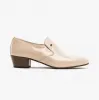 Club Cubano BILBAO Mens Soft Leather Plain Cuban Heel Shoes Ivory sold by Shuperb