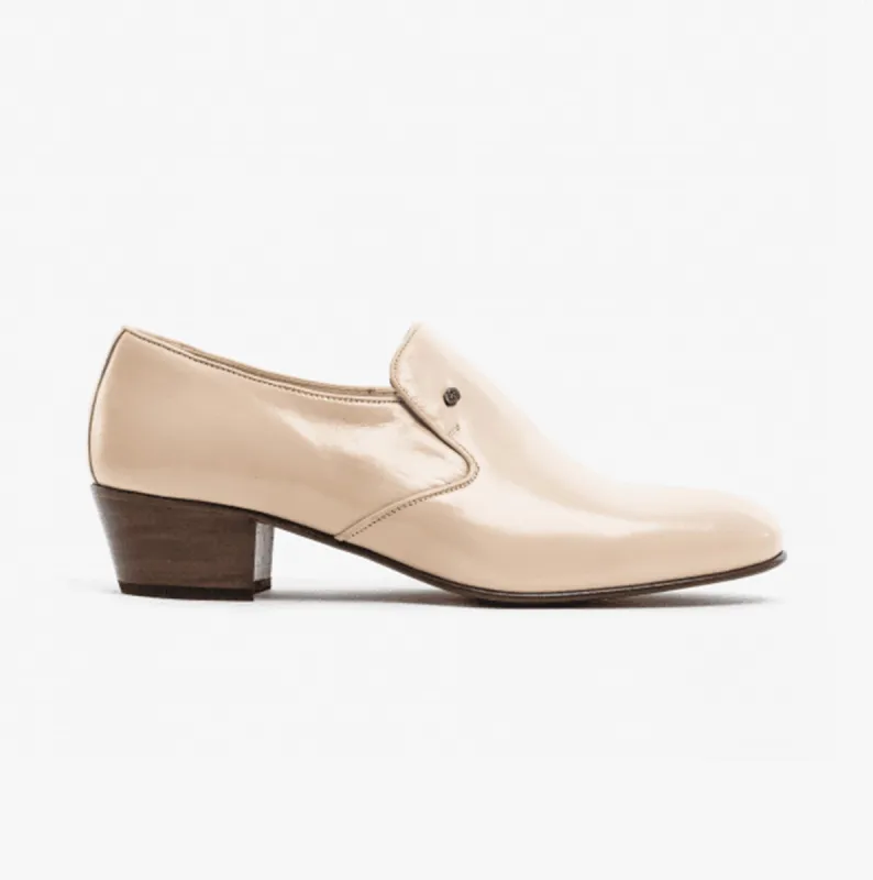 Club Cubano BILBAO Mens Soft Leather Plain Cuban Heel Shoes Ivory sold by Shuperb